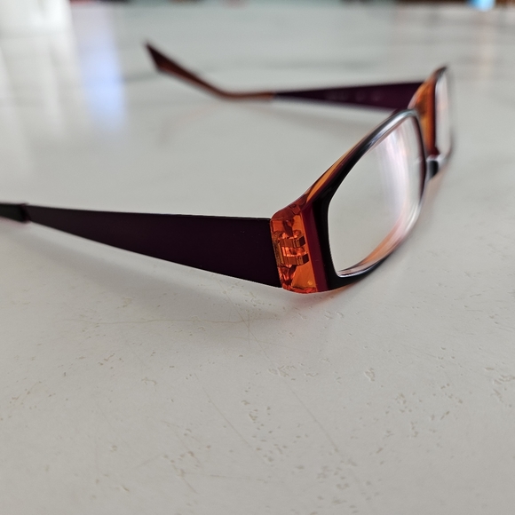 Jai Kudo Glasses: Purple and Orange Rectangular Bayonette Glasses - Picture 8 of 14